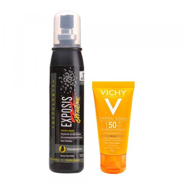 Kit Repelente Exposis Extreme 100ml + Protetor Solar Cor Vichy Capital Soleil Fps 50 50g - Vichy