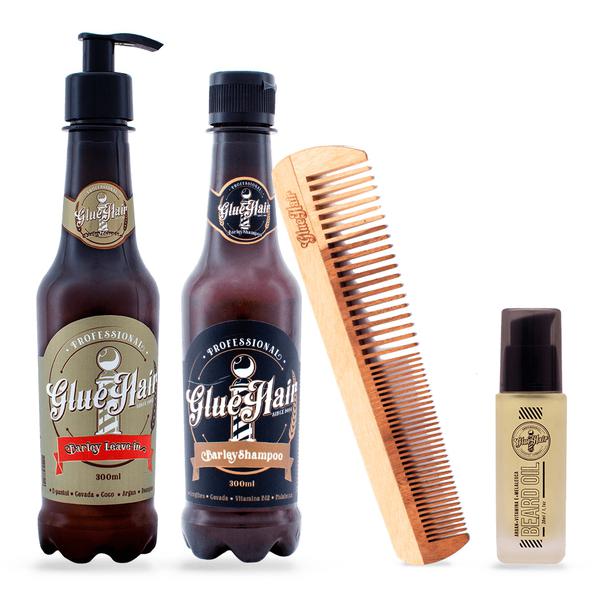 Kit Responsa - Shampoo + Leave-in + Pente + Óleo de Barba - Kit Responsa - Glue Hair