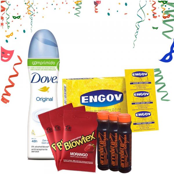 Kit Ressaca 1: Preservativo + Energético + Engov + Desodorante Feminino - Dove