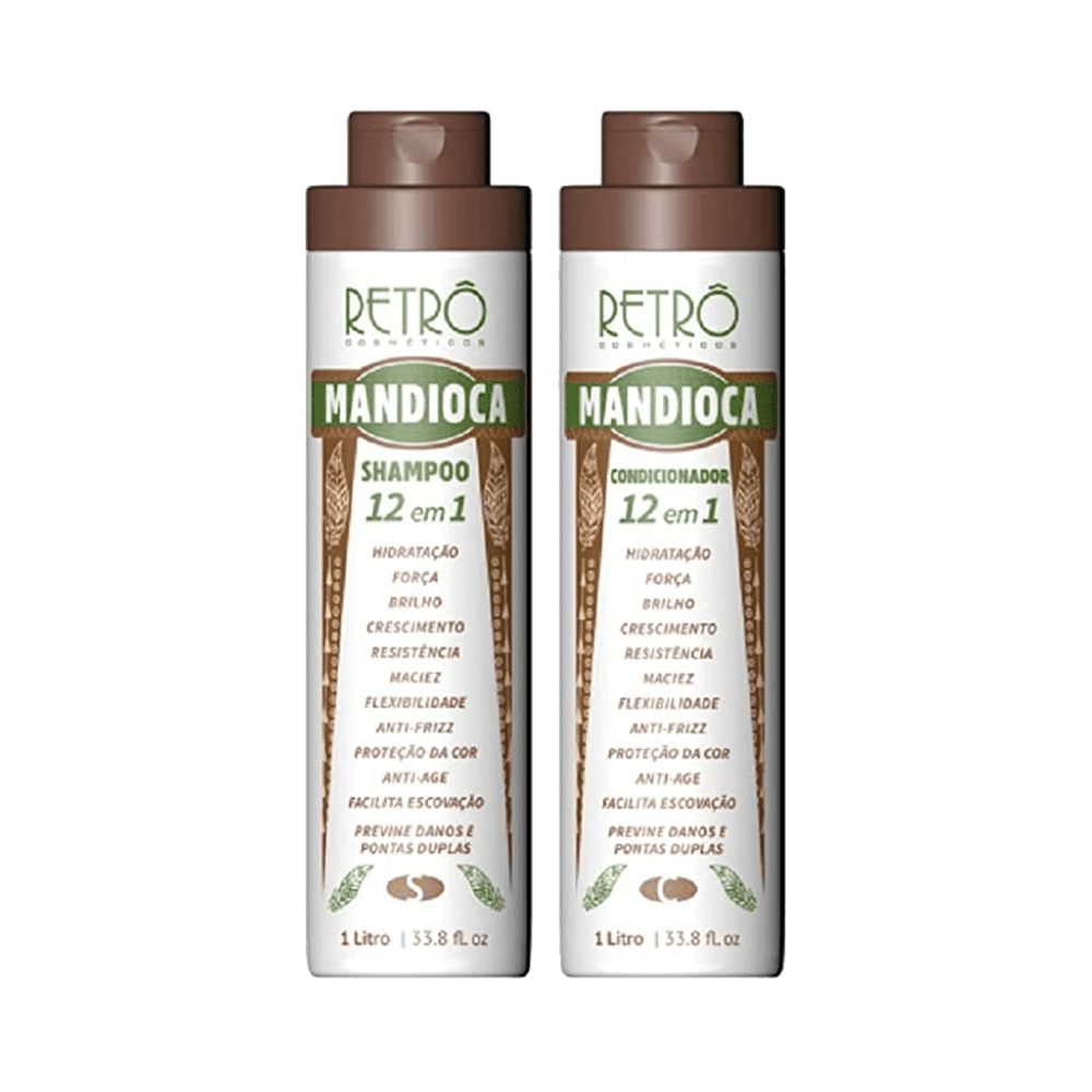 Kit Retrô Mandioca 12em1 Shampoo + Condicionador 1000ml