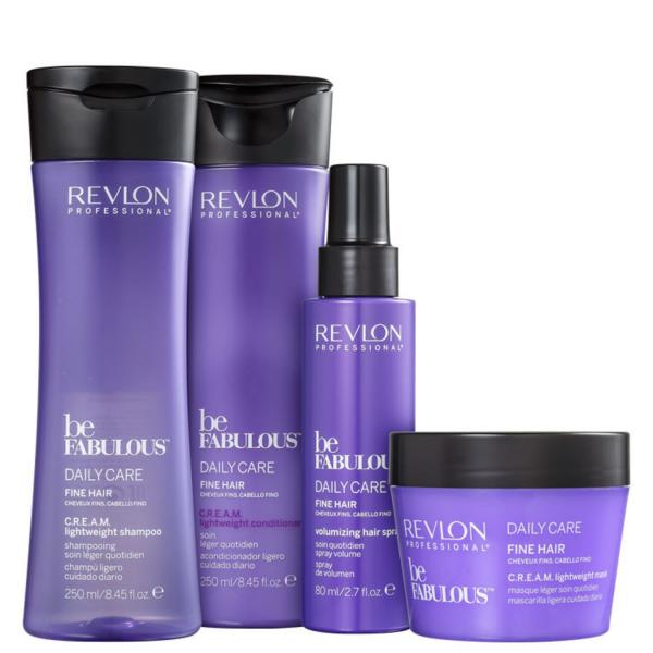 Kit Revlon Professional Be Fabulous C.R.E.A.M. Lightweight Spray (4 Produtos)