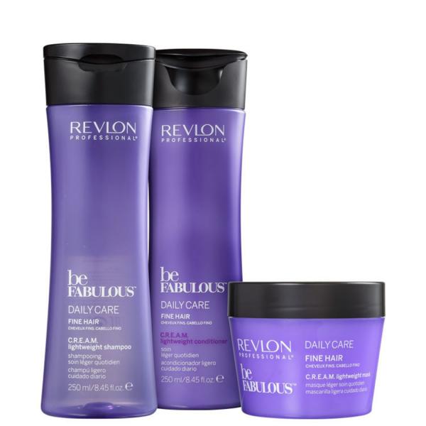 Kit Revlon Professional Be Fabulous C.R.E.A.M. Lightweight Treatment (3 Produtos)
