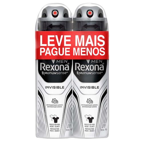 Kit Rexona Desodorante Aerosol Invisible Masculino 90g 2 Unidades