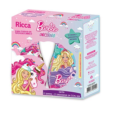 Kit Ricca Shampoo + Condicionador Barbie RUnicórnio 250ml