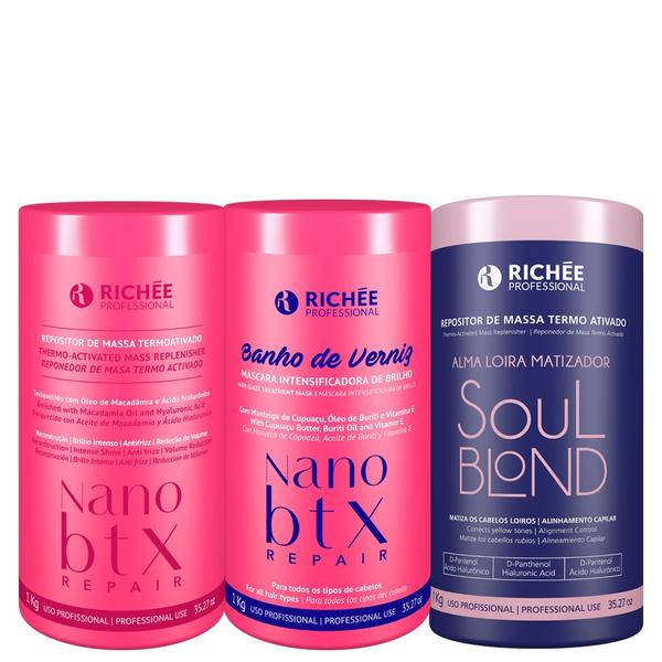 Kit Richée Banho de Verniz + Nanobtx + Soul Blond 1Kg