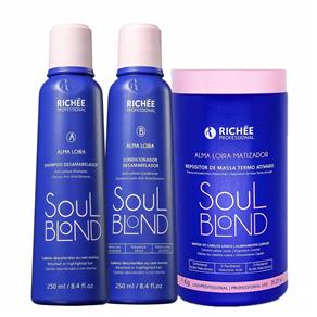 Kit Richée Soul Blond Desamarelador Shampoo + Condicionador + Repositor de Massa Termo Ativo