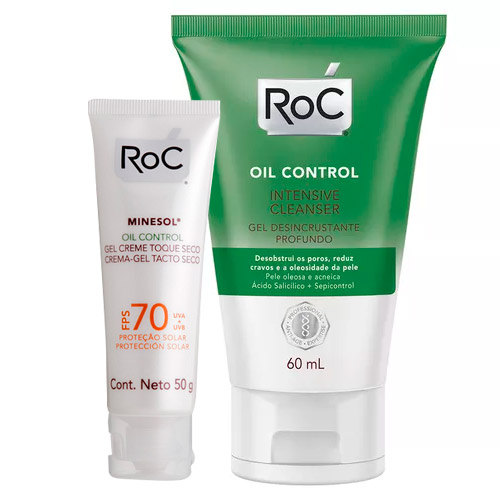 Kit Roc Oil Control Minesol FPS 70 50g Ganhe Gel de Limpeza Facial Intensive Cleanser 60ml - Roc Minesol