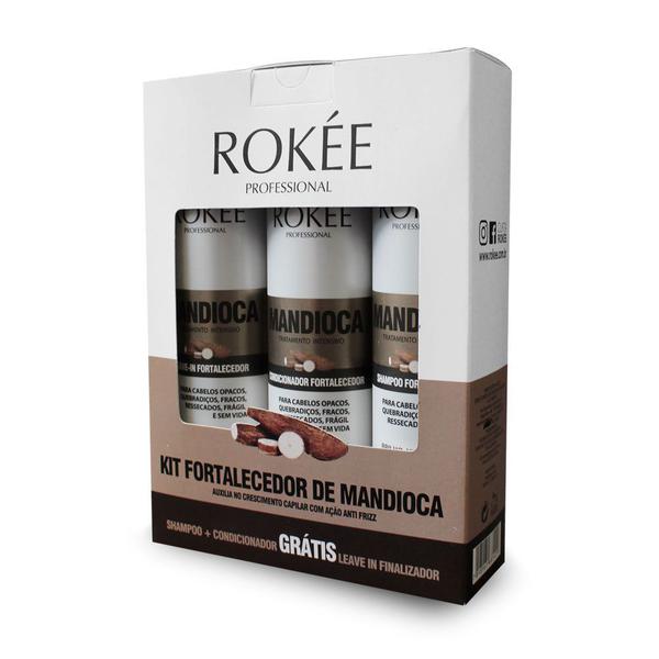 Kit Rokée Fortalecedor de Mandioca Shampoo e Condicionador + Leave-in