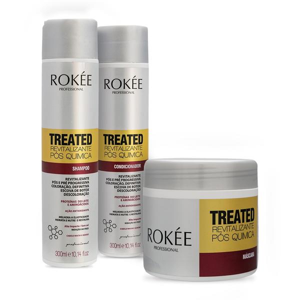 Kit Rokée Quimicamente Tratados Shampoo e Condicionador 300ml + Máscara 500g