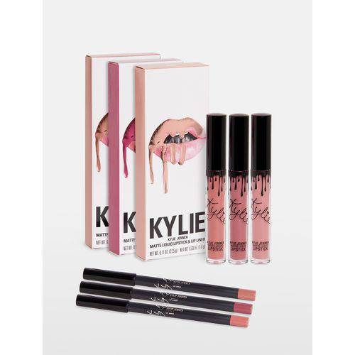 Kit Rosa Pink Set Batom e Lápis Kylie Jenner Matte Candy K - Posie K - Koko K