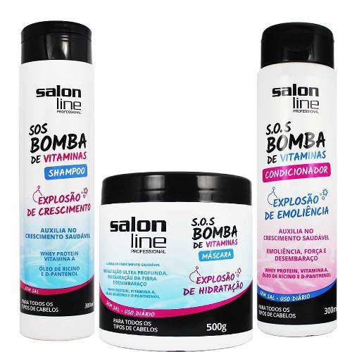 Kit S.O.S Bomba de Vitaminas Shampoo Condicionador e Máscara - Salon Line