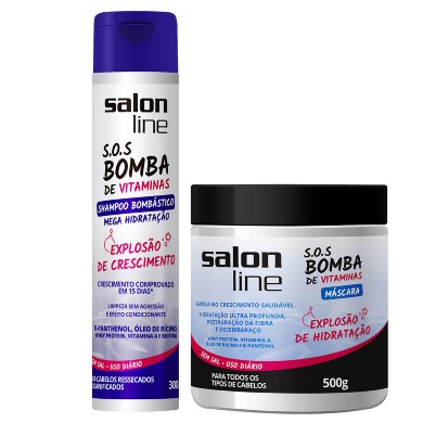 Kit S.O.S Bomba Salon Line Shampoo Bombástico 300ml e Máscara Bomba 500g - Salon Line Professional