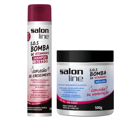 Kit S.O.S Bomba Salon Line Shampoo Liberado 300ml e Máscara Bomba 500g - Salon Line Professional