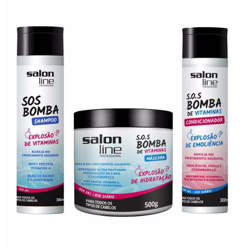 Kit S.O.S Bomba Shampoo Condicionador e Máscara Salon Line