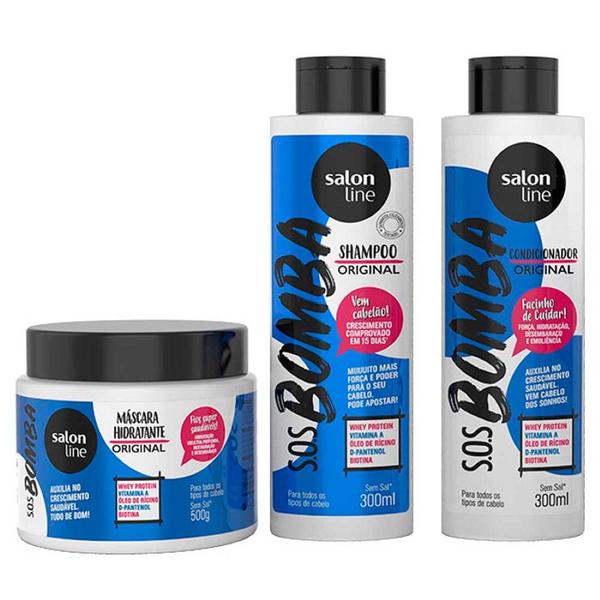 Kit S.O.S Bomba Shampoo Condicionador e Máscara - Salon Line
