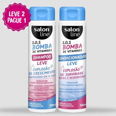 Kit S.o.s Bomba Shampoo + Condicionador Liso e Leve 300 Ml (leve 2 Pague 1)