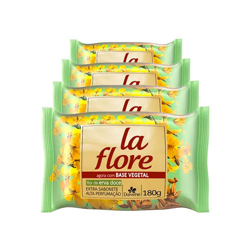 Kit 4 Sabonete Davene La Flore Flor de Erva Doce 180g