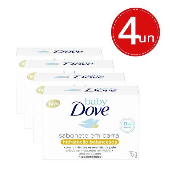 Kit Sabonete Dove Baby Hidratação Balanceada 75g Leve 4 Pague 2 - Baby Dove