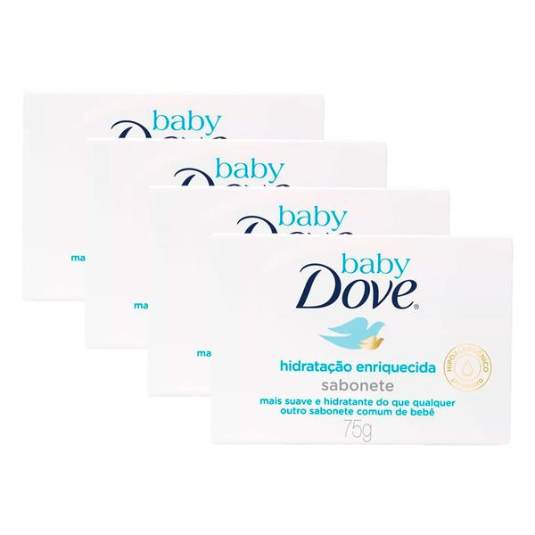 Kit Sabonete em Barra Dove Baby Hidratação Enriquecida 75g 4 Unidades