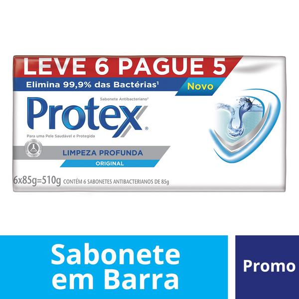 Kit Sabonete em Barra Protex Limpeza Profunda 85g Leve 6 Pague 5