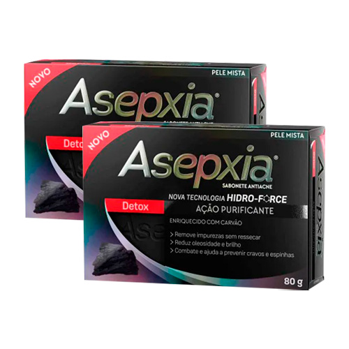 Kit Sabonete Facial Asepxia Detox Antiacne 80g 2 Unidades