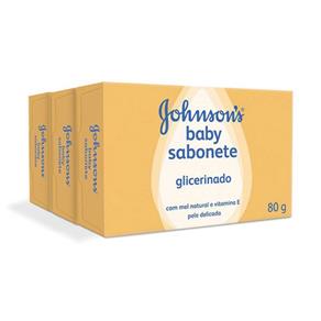 Kit Sabonete Glicerinado Johnson`s Baby Mel e Vitamina e - 80g