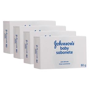 Kit Sabonete Johnson`s Baby Regular 80g 4 Unidades