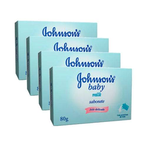 Kit Sabonete Johnson's Baby Milk 80g 4 Unidades