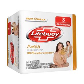 Kit Sabonete Lifebuoy Antibacteriano Aveia 85g 3 Unidades