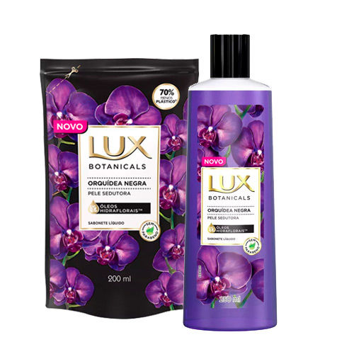 Kit Sabonete Líquido Lux Orquídea Negra 250ml + Refil 200ml