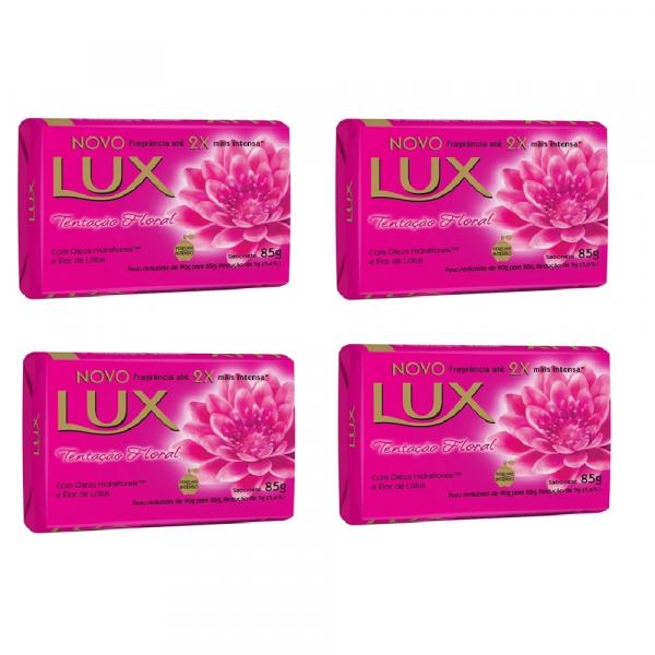 Kit Sabonete Lux Tentação Floral 85g 4 Unidades
