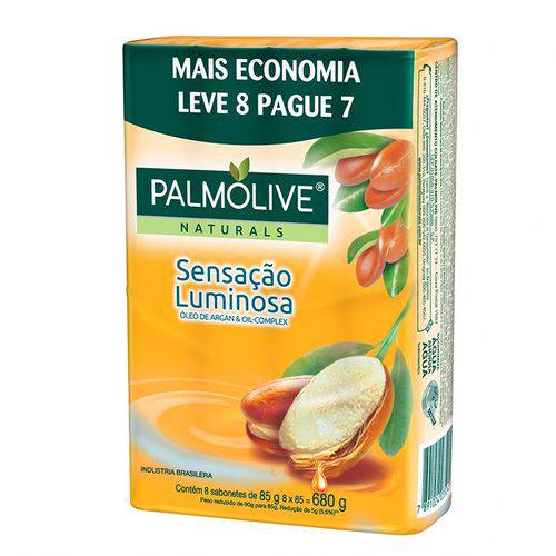 Kit Sabonete Palmolive Sensação Luminosa Argan 85g Leve 8 Pague 7