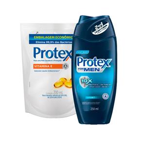 Kit Sabonete Protex For Men Sport Líquido Masculino 250ml + Refil Vitamina e 200ml