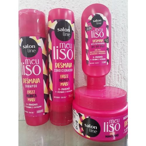 Kit Salon Line Meu Liso Desmaia (shampoo+cond+mascara +gota Reparadora)