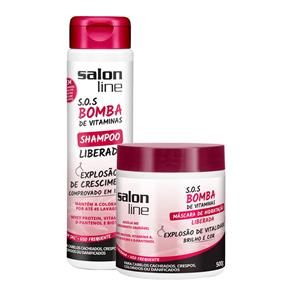 Kit Salon Line S.O.S. Vitamina de Bombas Liberado Shampoo 300ml + Máscara 500g