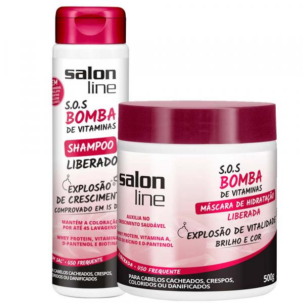 Kit Salon Line S.o.s. Vitamina de Bombas Liberado Shampoo 300ml + Máscara 500g