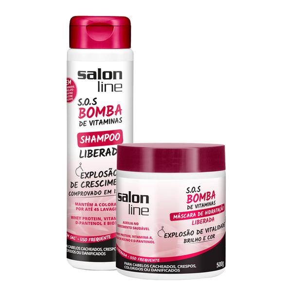 Kit Salon Line S.O.S. Vitamina de Bombas Liberado Shampoo 300ml + Máscara 500g