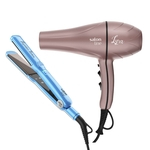 Kit Secador de cabelo Lyra 127v + Prancha Progressive Titanium Salon Line
