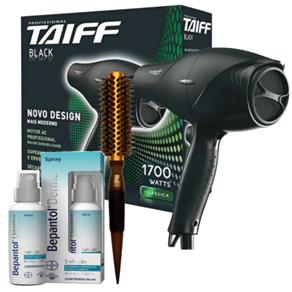 Kit Secador Taiff Black 1700W + Escova Térmica de Cabelo Marco Boni + Bepantol Derma Spray - 110v