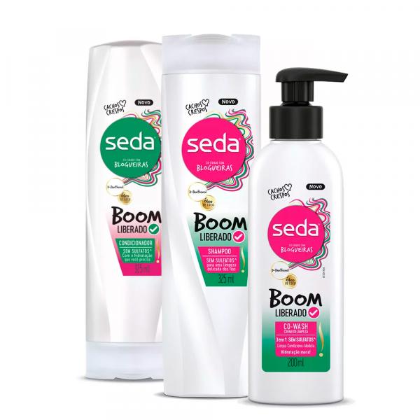 Kit Seda Boom Liberado Shampoo 325ml + Condicionador + Creme de Limpeza 200ml