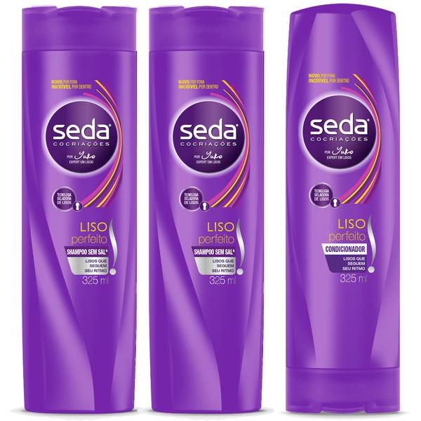 Kit Seda Liso Perfeito Shampoo 325ml 2 Unidades Grátis Condicionador 325ml - Seda