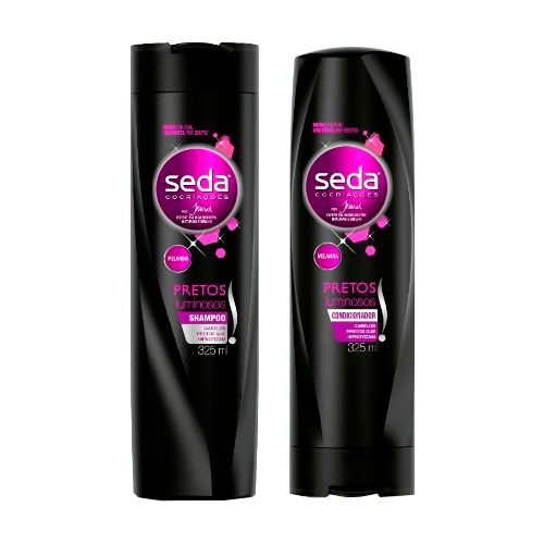 Kit Seda Pretos Luminosos Shampoo + Condicionador 325ml Grátis Creme de Tratamento - Seda