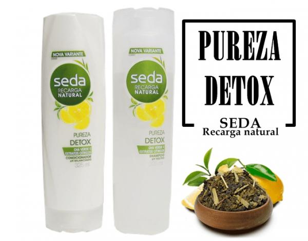 Kit Seda Recarga Natural Shampoo Condicionador Pureza Detox Chá Verde e Extratos Cítricos Ph Neutro