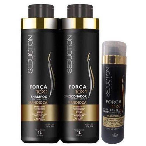 Kit Seduction Força 10x1 Mandioca Shampoo + Cond 1l + Leave In 300g