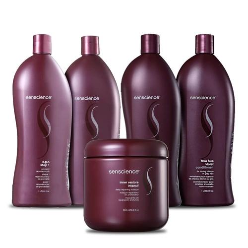 Kit Senscience CPR + Másc Inner Restore Intensif 500g + Shampoo e Condicionador True Hue Violet