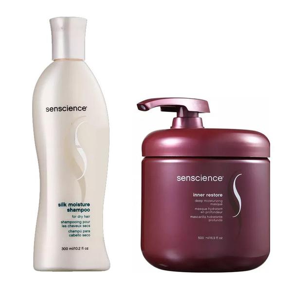 Kit Senscience Shampoo Silk Moisture300ml e Máscara Deep Querati500gr