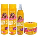 Kit shampoo 300ml + condicionador 300ml + ativador 300ml + mascara 280g Cachos Tipo 2 Softhair