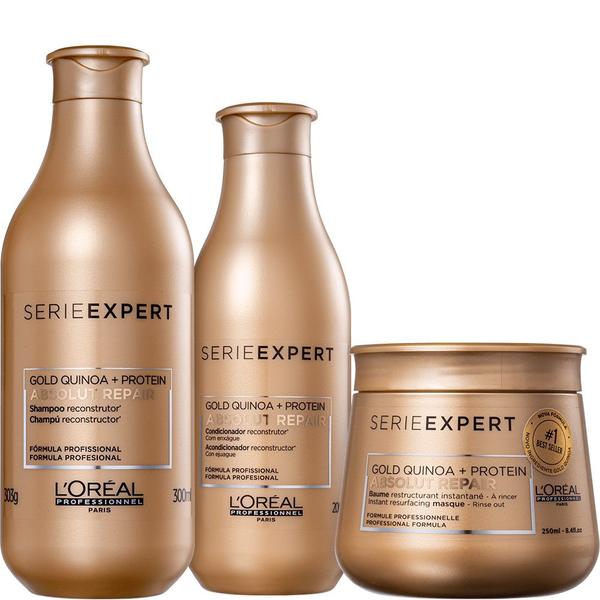Kit Shampoo 300ml + Condicionador 200ml + Másc 250g Gold Quinoa + Protein L'Oréal - Loreal
