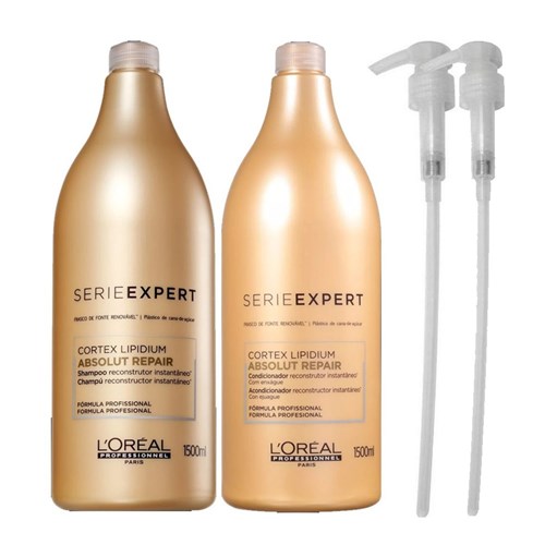 Kit Shampoo 1,5L Condicionador 1,5 e 2 Valvulas L'oreal Absolut Repair