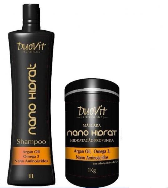 Kit Shampoo 1 Litro + Máscara Cabelos 1 Litro - Profissional - Duovit Nano Hidrat